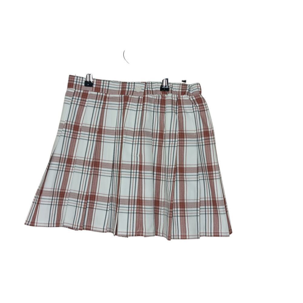 New Aerie Brick Red Plaid Pleated School Girl A-line Skirt Size M - Picture 2 of 8